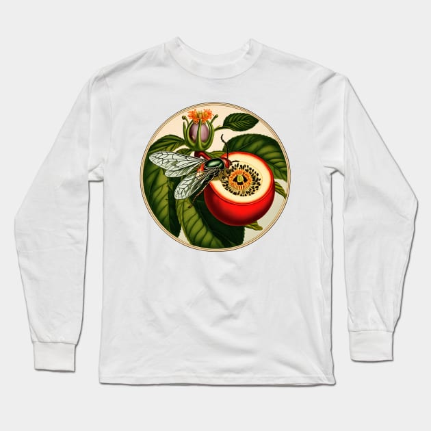 The Cicada beetle sits on the passion fruit flowe Long Sleeve T-Shirt by Marccelus